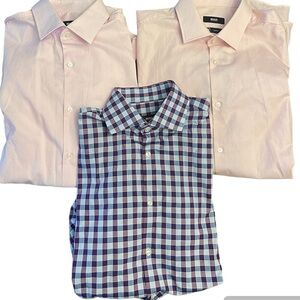 Boss Hugo Boss,lot of 3,size 39-15.5,1 pink check,1 pink stripe,1 purple check